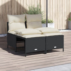 4-delige Loungeset met kussens poly rattan zwart