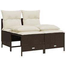 4-delige Loungeset met kussens poly rattan bruin