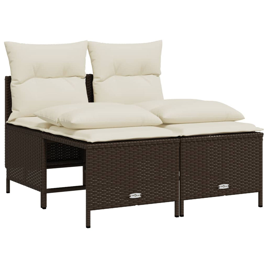 4-delige Loungeset met kussens poly rattan bruin