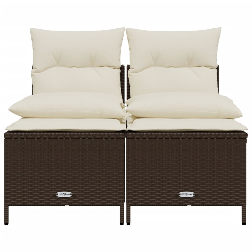 4-delige Loungeset met kussens poly rattan bruin