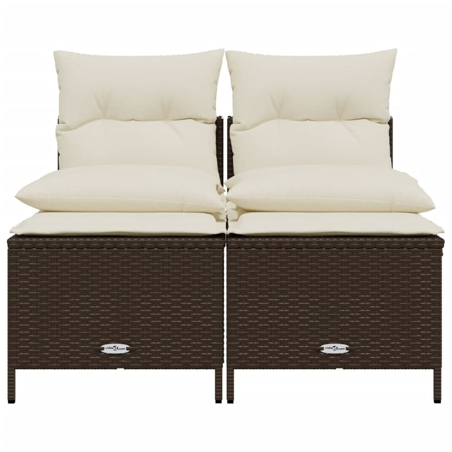 4-delige Loungeset met kussens poly rattan bruin