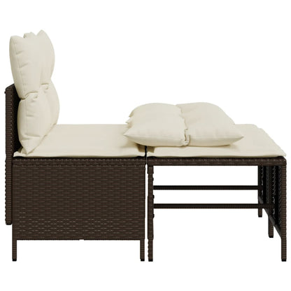 4-delige Loungeset met kussens poly rattan bruin