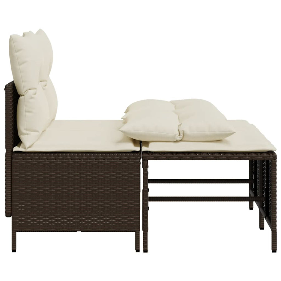 4-delige Loungeset met kussens poly rattan bruin