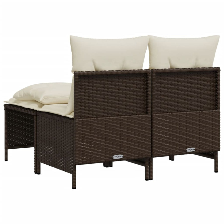 4-delige Loungeset met kussens poly rattan bruin