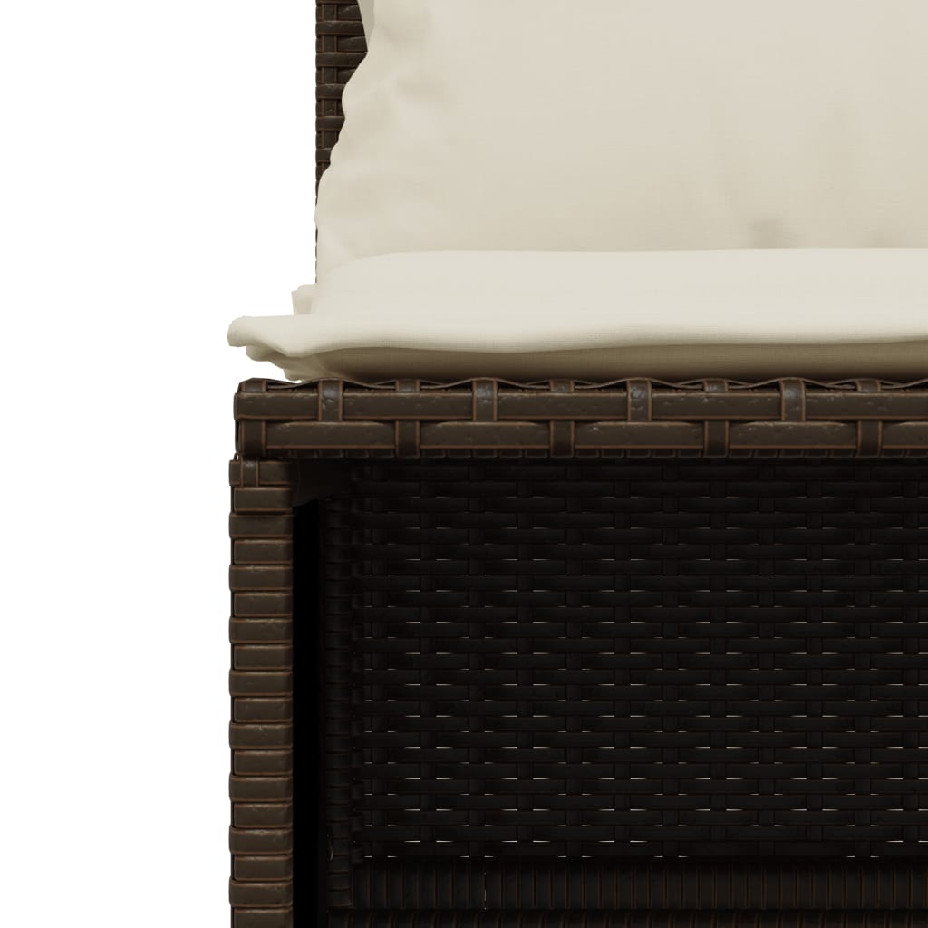 4-delige Loungeset met kussens poly rattan bruin