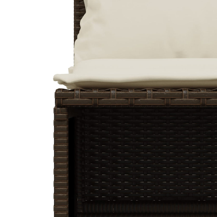 4-delige Loungeset met kussens poly rattan bruin