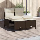 4-delige Loungeset met kussens poly rattan bruin