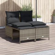 Loungeset 4-delig poly rattan grijs