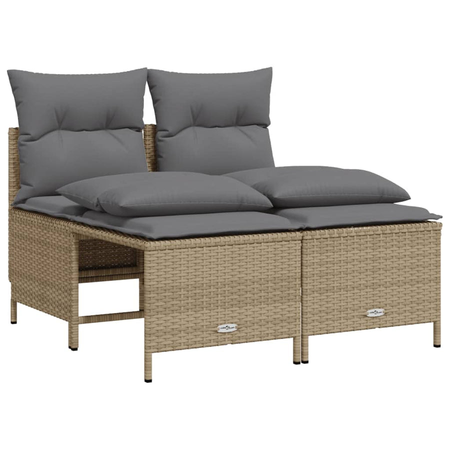 4-delige Loungeset met kussens poly rattan beige