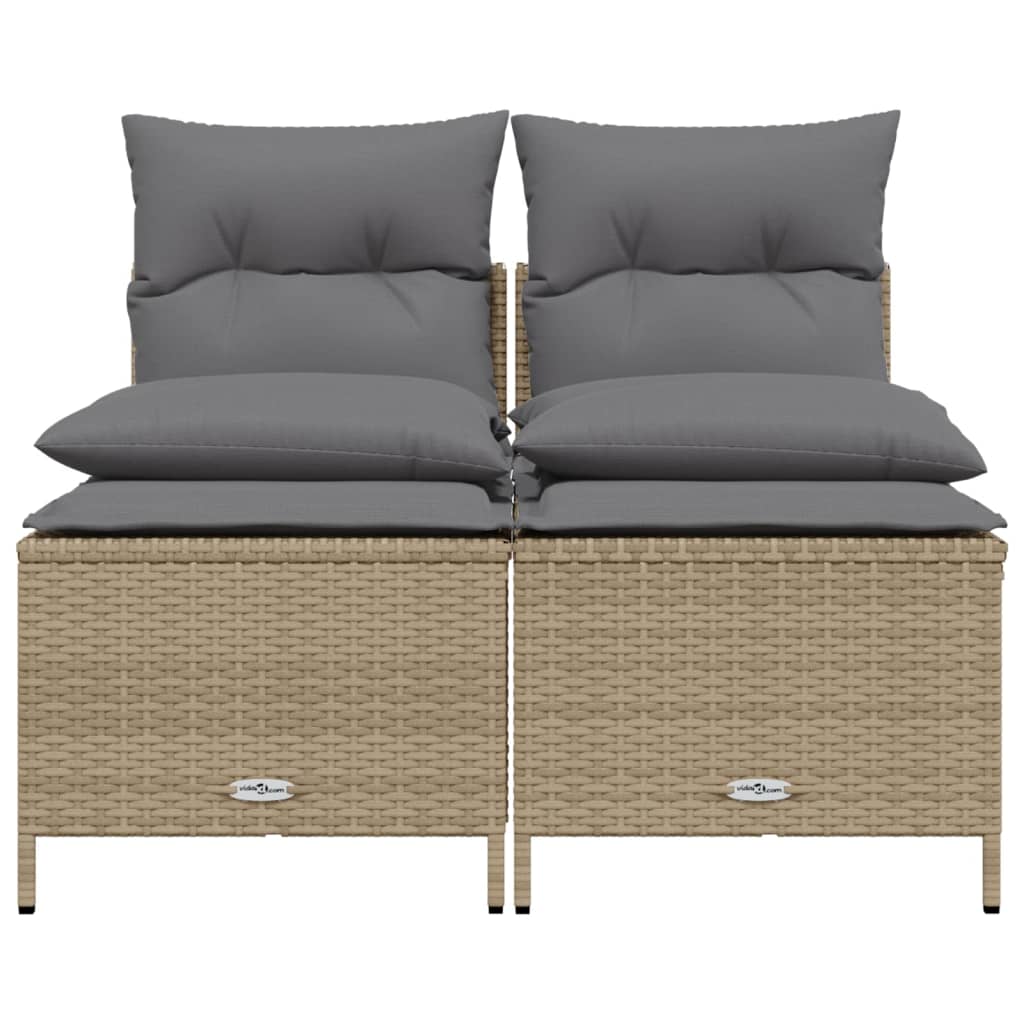 4-delige Loungeset met kussens poly rattan beige