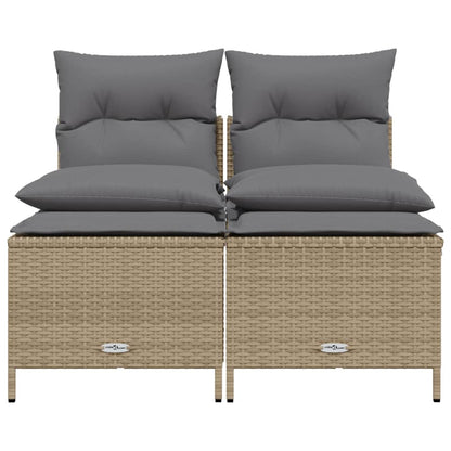 4-delige Loungeset met kussens poly rattan beige