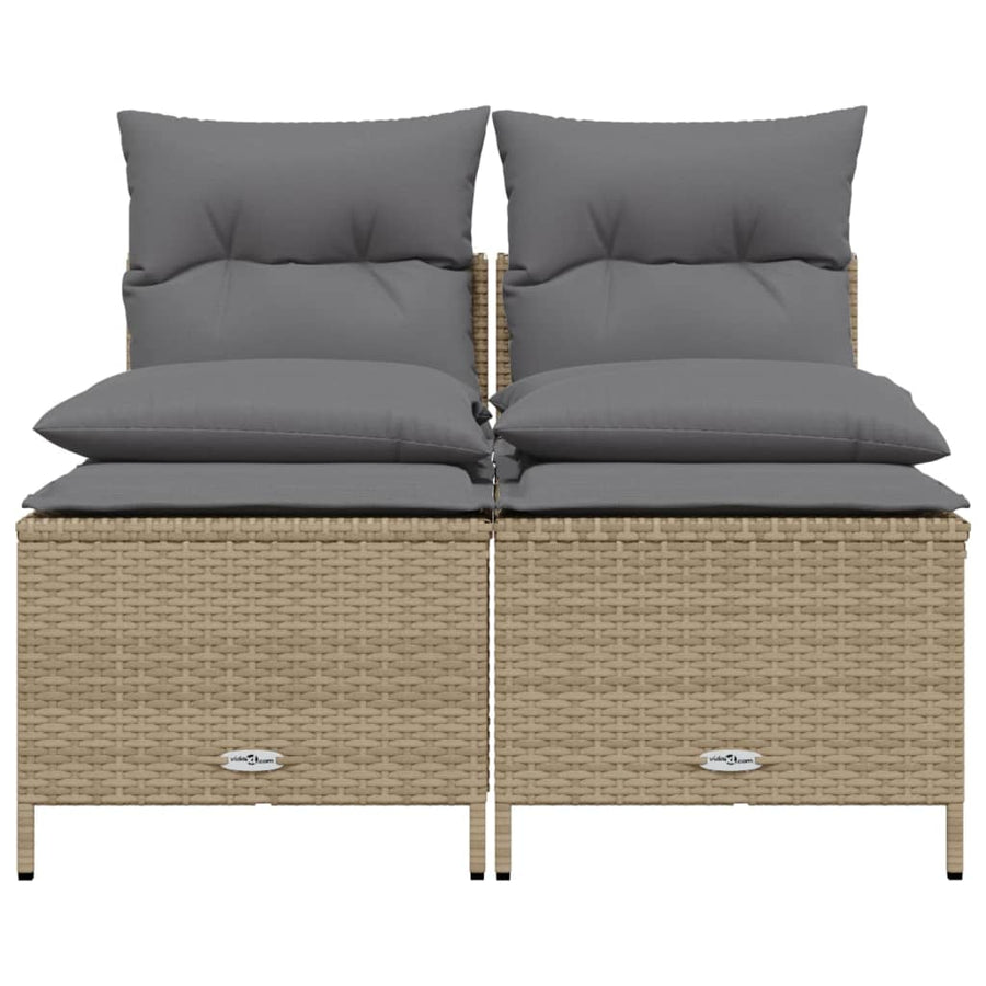 4-delige Loungeset met kussens poly rattan beige
