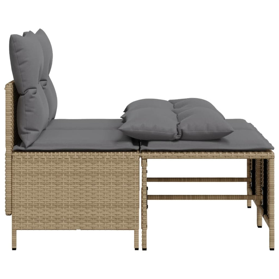 4-delige Loungeset met kussens poly rattan beige
