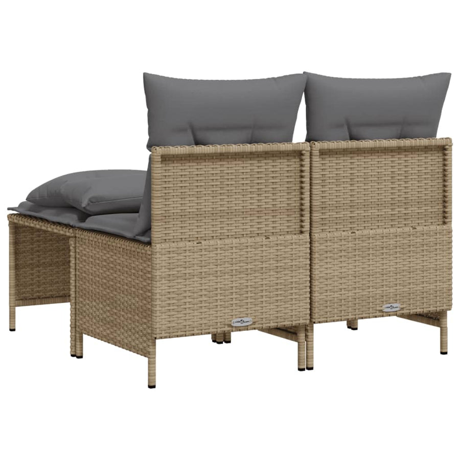 4-delige Loungeset met kussens poly rattan beige