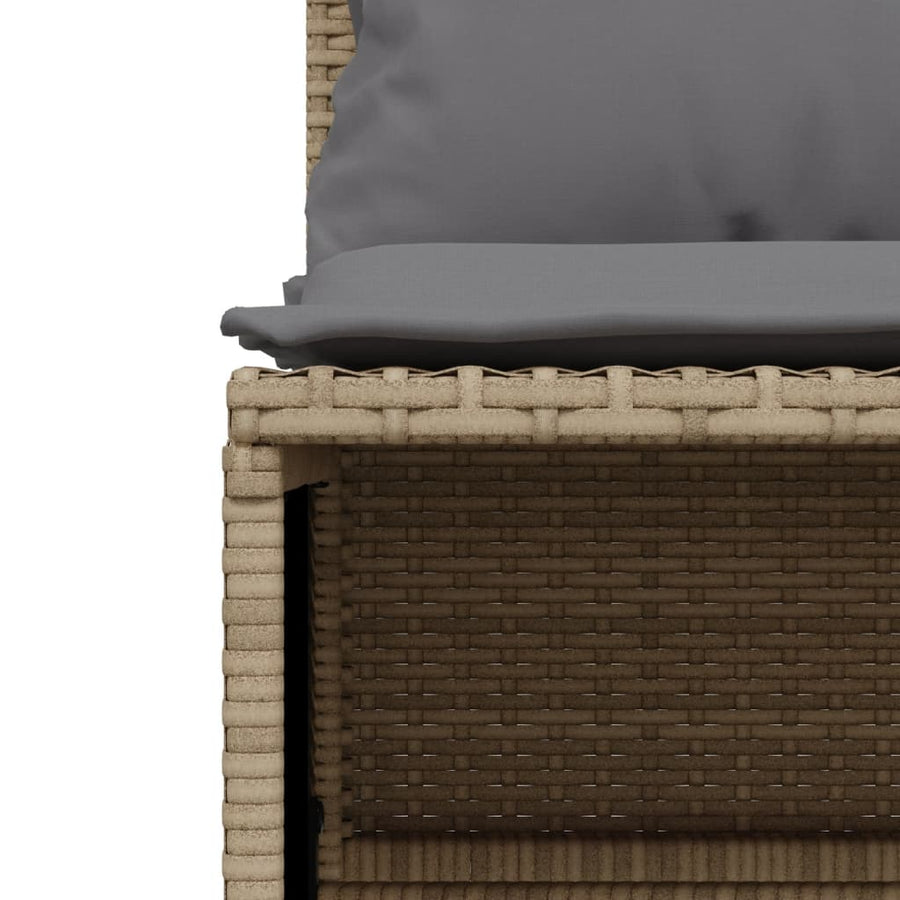4-delige Loungeset met kussens poly rattan beige