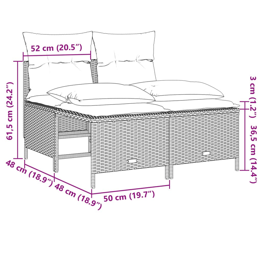4-delige Loungeset met kussens poly rattan beige