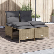 Loungeset 4-delig poly rattan beige