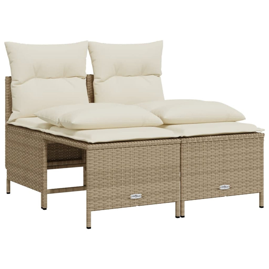 4-delige Loungeset met kussens poly rattan beige