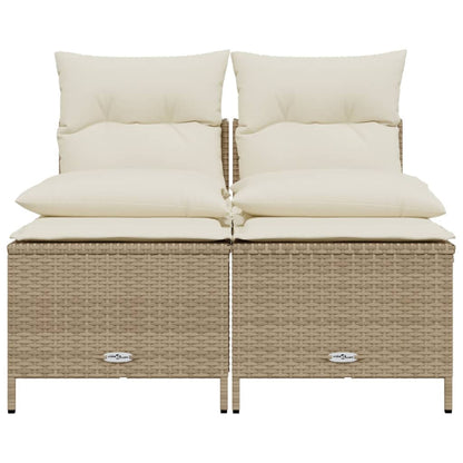 4-delige Loungeset met kussens poly rattan beige