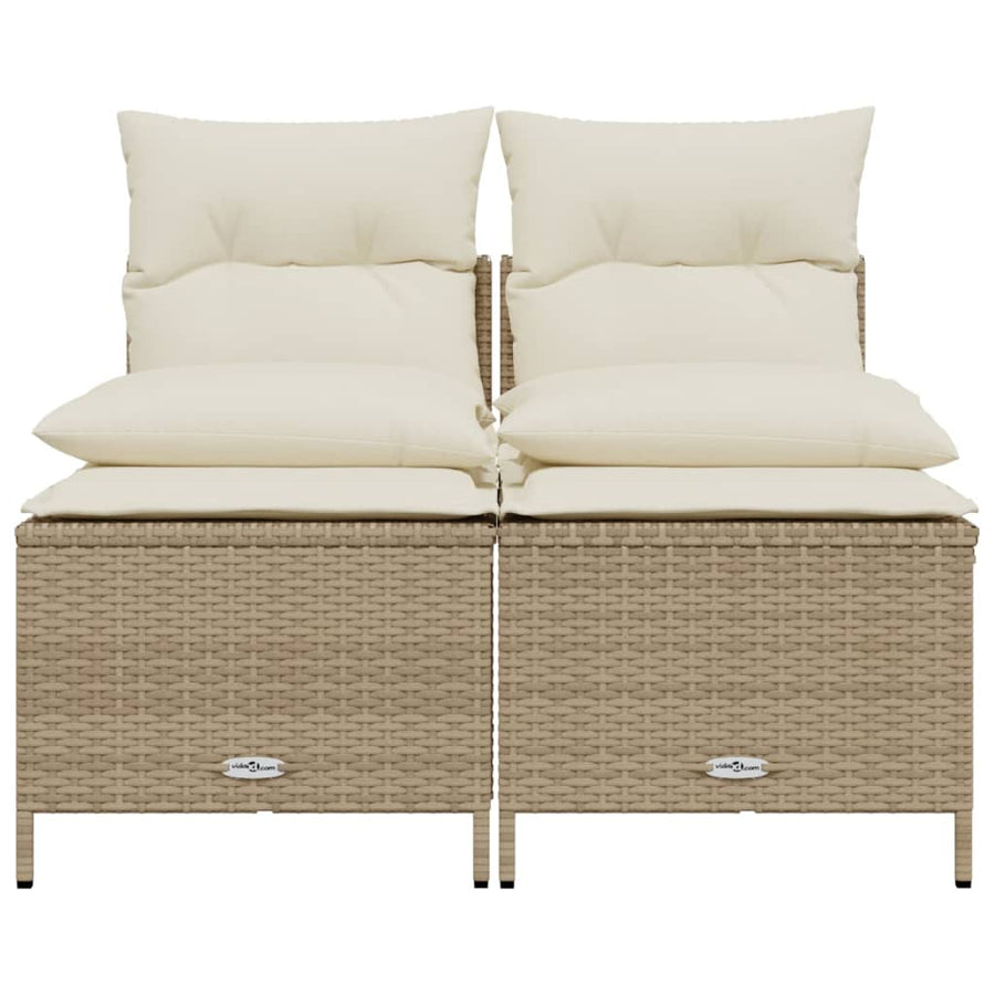 4-delige Loungeset met kussens poly rattan beige