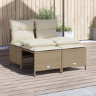 4-delige Loungeset met kussens poly rattan beige