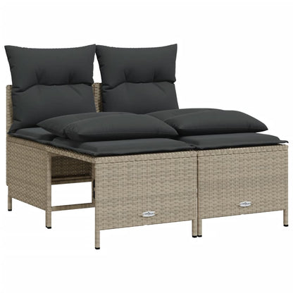 4-delige Loungeset met kussens poly rattan lichtgrijs