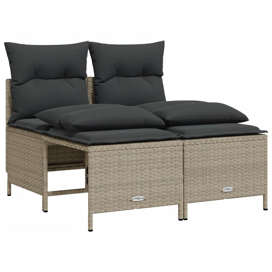 4-delige Loungeset met kussens poly rattan lichtgrijs