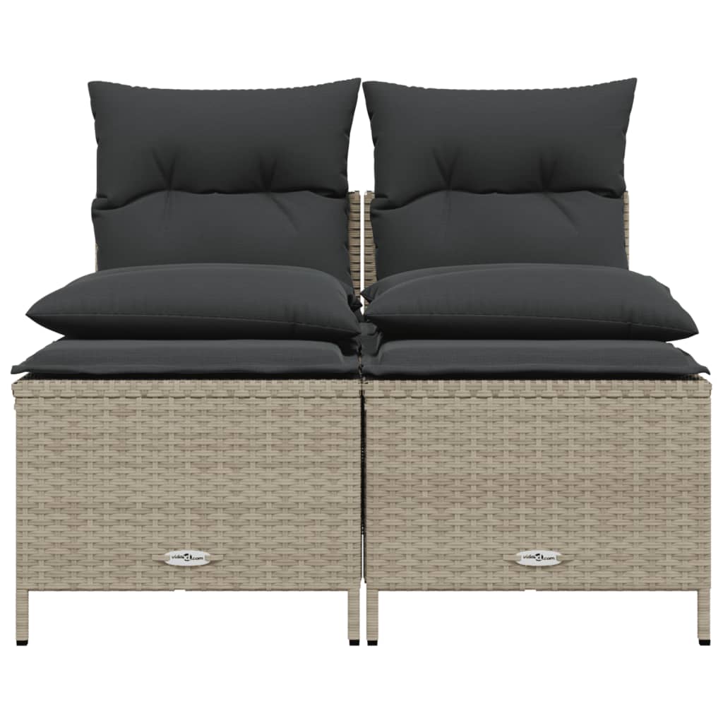 4-delige Loungeset met kussens poly rattan lichtgrijs