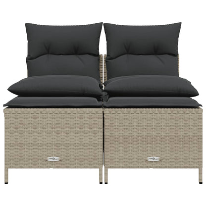 4-delige Loungeset met kussens poly rattan lichtgrijs