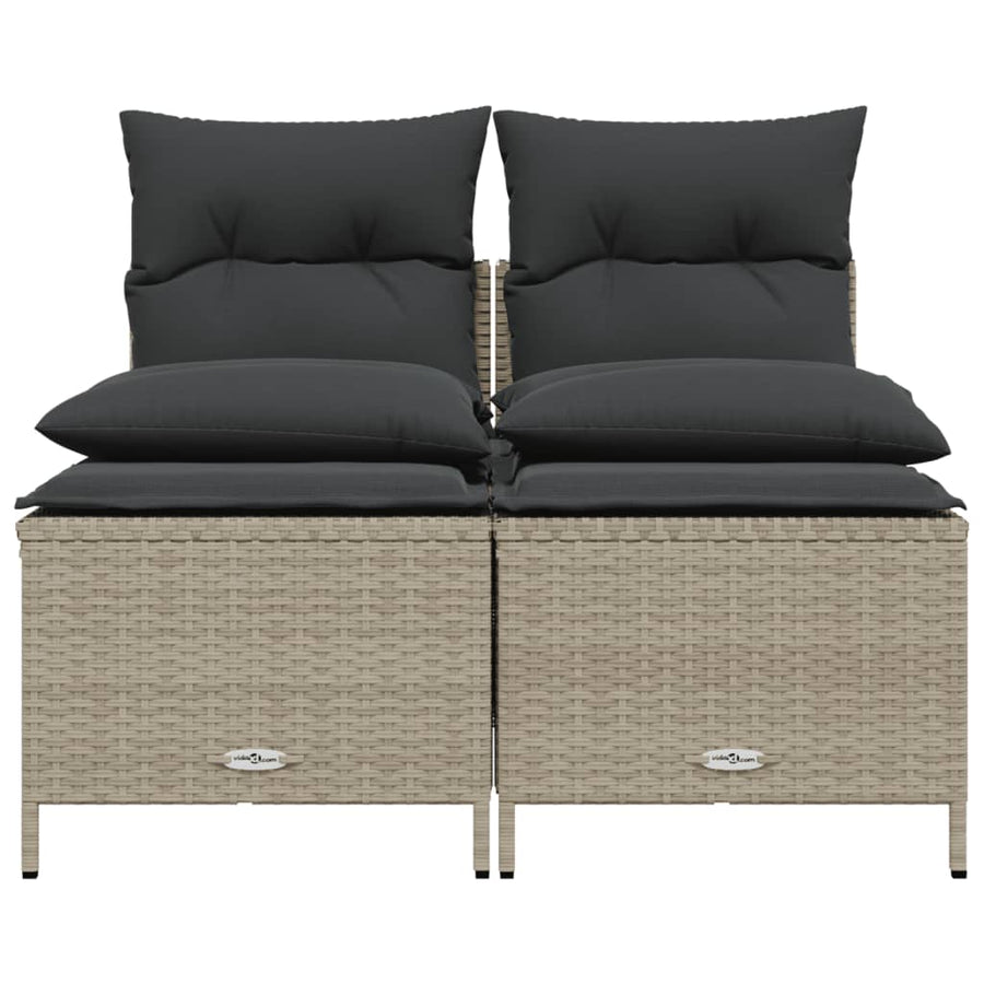 4-delige Loungeset met kussens poly rattan lichtgrijs