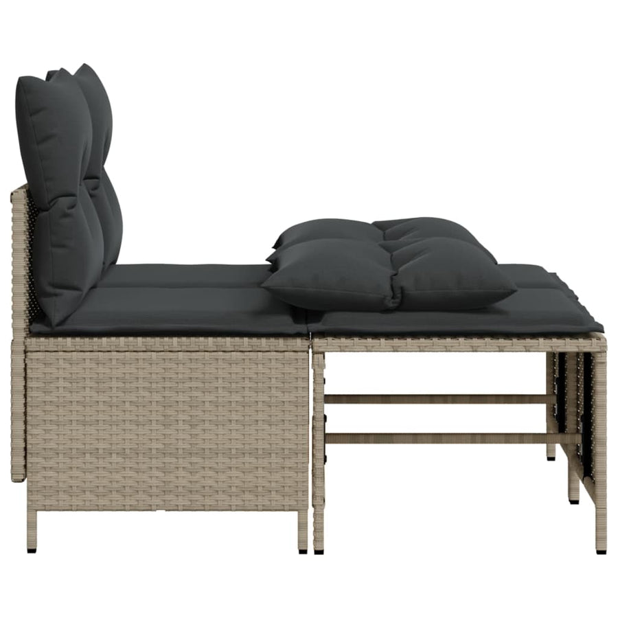 4-delige Loungeset met kussens poly rattan lichtgrijs