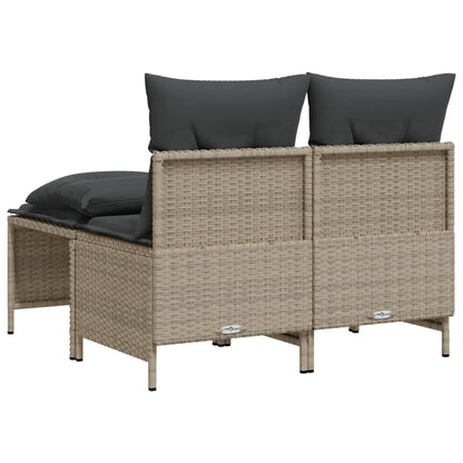 4-delige Loungeset met kussens poly rattan lichtgrijs