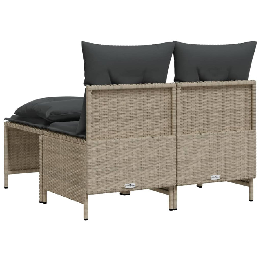 4-delige Loungeset met kussens poly rattan lichtgrijs