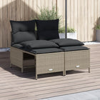 4-delige Loungeset met kussens poly rattan lichtgrijs