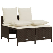 4-delige Loungeset met kussens poly rattan bruin