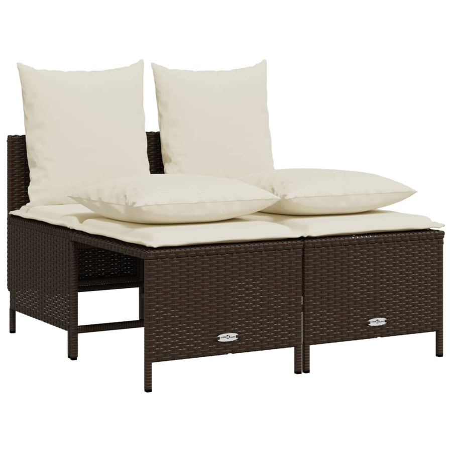 4-delige Loungeset met kussens poly rattan bruin