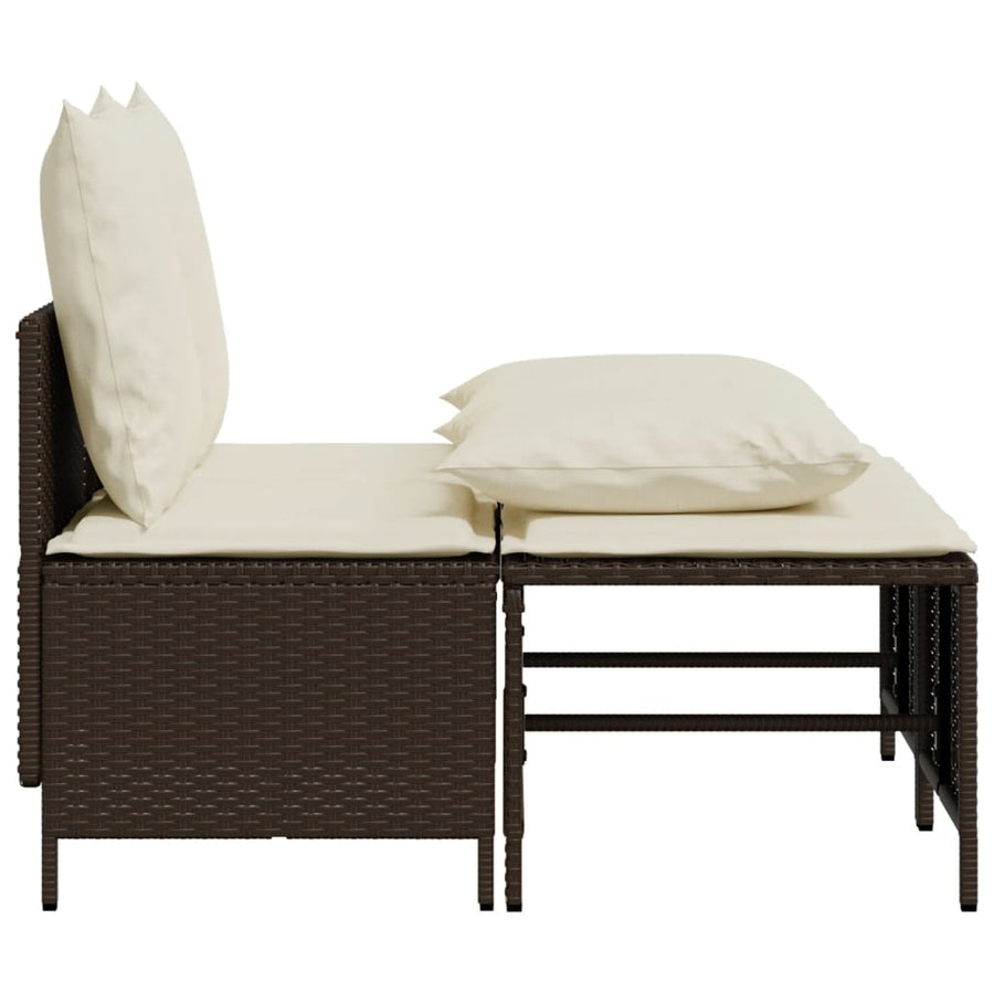 4-delige Loungeset met kussens poly rattan bruin