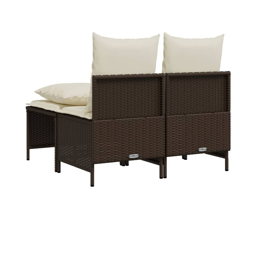 4-delige Loungeset met kussens poly rattan bruin