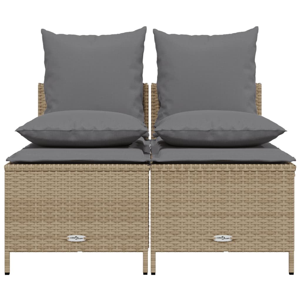 4-delige Loungeset met kussens poly rattan beige