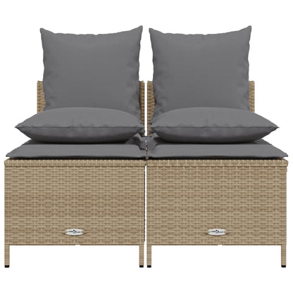 4-delige Loungeset met kussens poly rattan beige