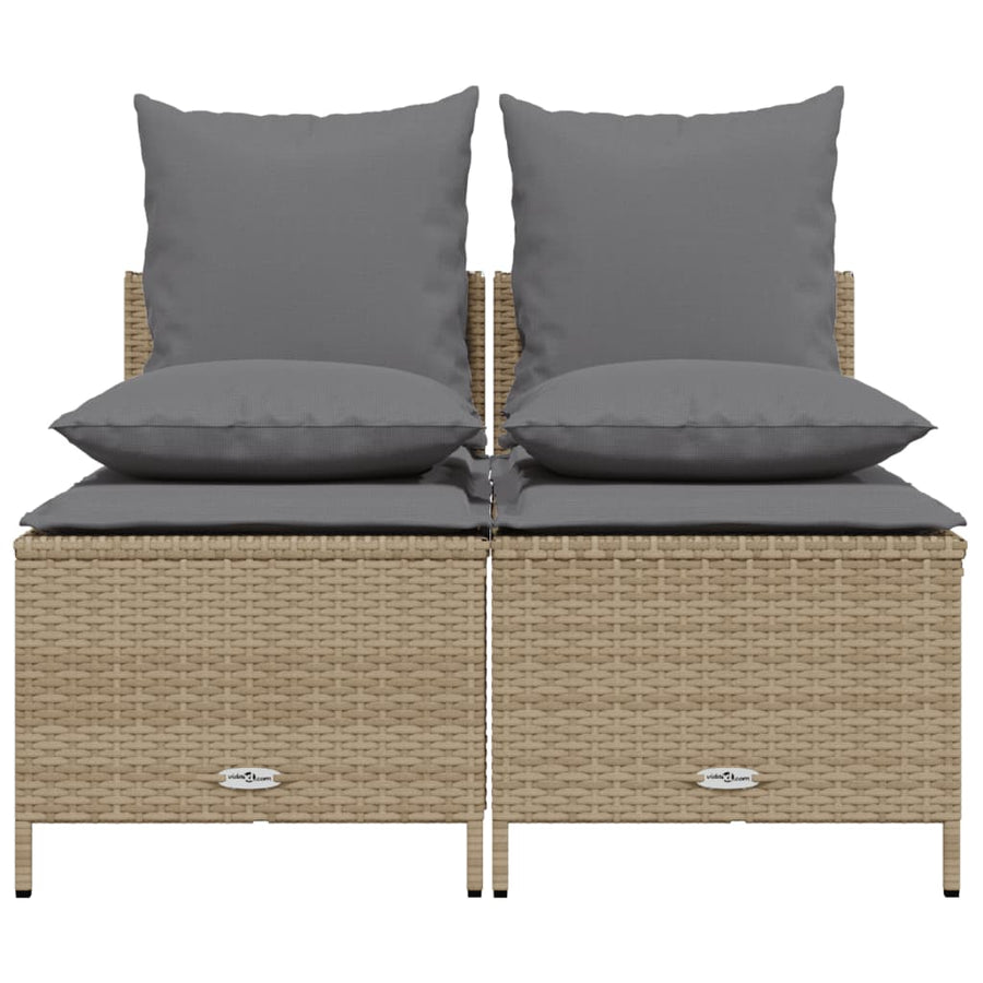 4-delige Loungeset met kussens poly rattan beige