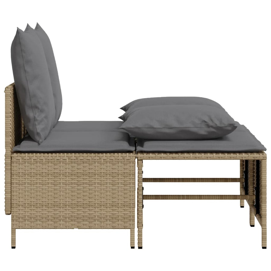 4-delige Loungeset met kussens poly rattan beige