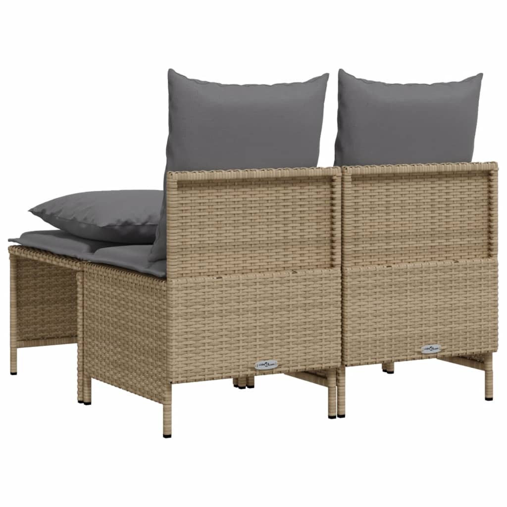 4-delige Loungeset met kussens poly rattan beige