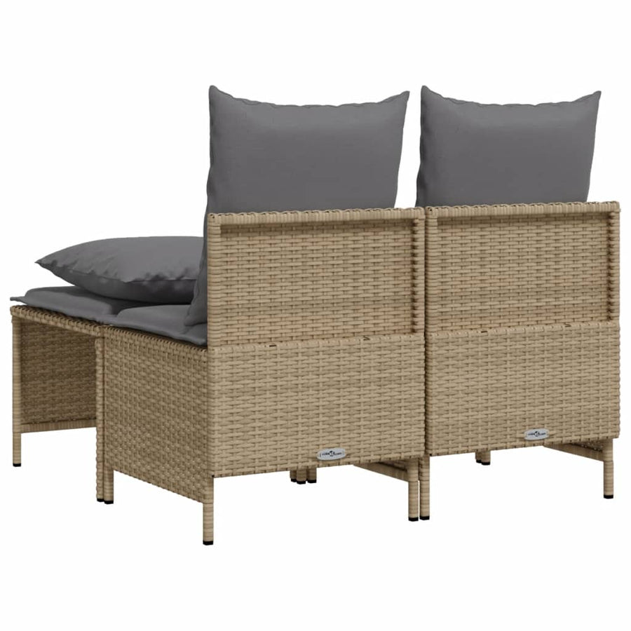 4-delige Loungeset met kussens poly rattan beige
