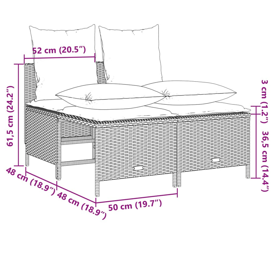 4-delige Loungeset met kussens poly rattan beige