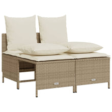 4-delige Loungeset met kussens poly rattan beige