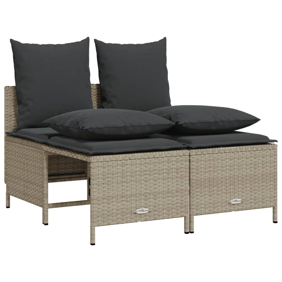 4-delige Loungeset met kussens poly rattan lichtgrijs
