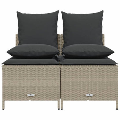 4-delige Loungeset met kussens poly rattan lichtgrijs