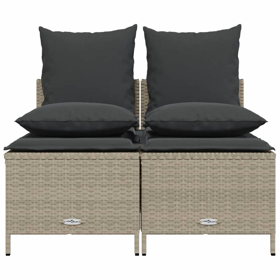 4-delige Loungeset met kussens poly rattan lichtgrijs