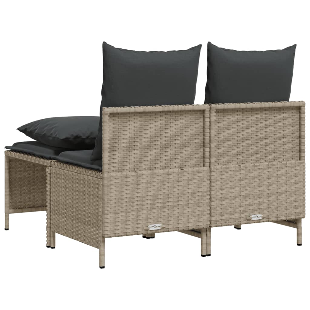 4-delige Loungeset met kussens poly rattan lichtgrijs